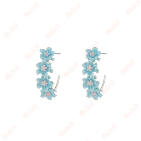 hottest blue flower c hoop earrings